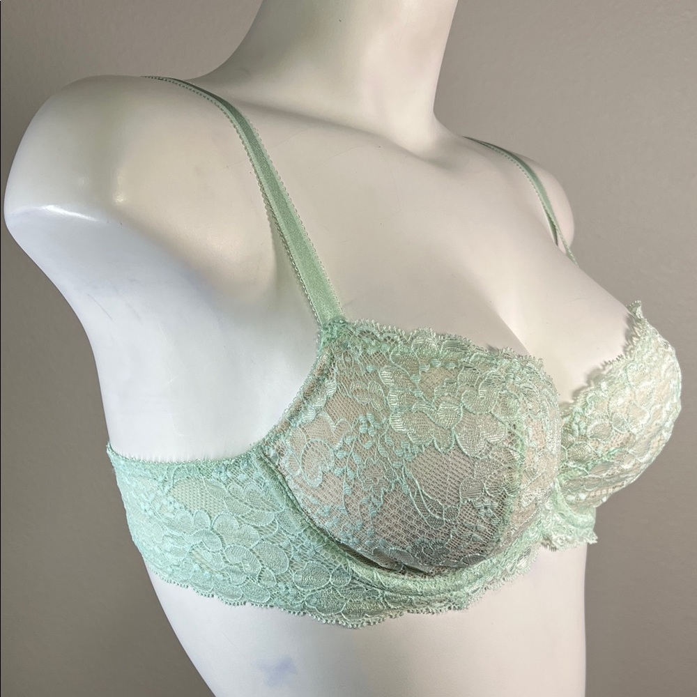 Victoria's Secret Dream Angels Unlined Demi Lace Underwire Bra in Soft Mint 34C - Picture 3 of 12